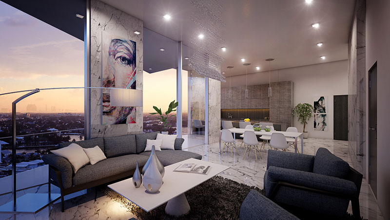 Aurora Residences, New Development in Sunny Isles Beach - Livingroom