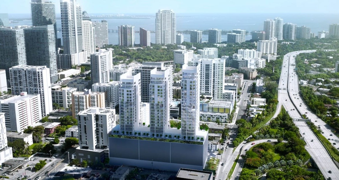 Exterior and Area Rendering of Smart Brickell Condos