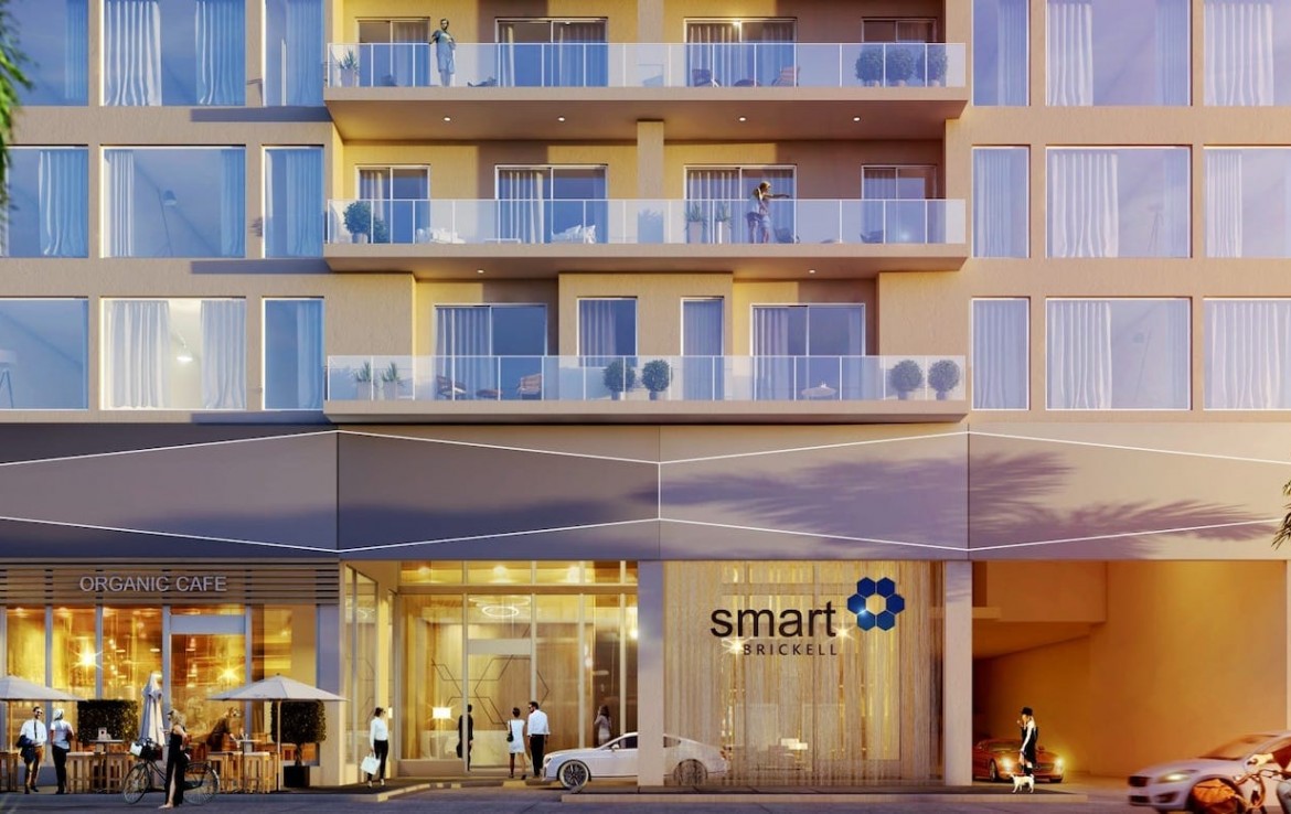 Entrance Exterior Rendering of Smart Brickell Condos