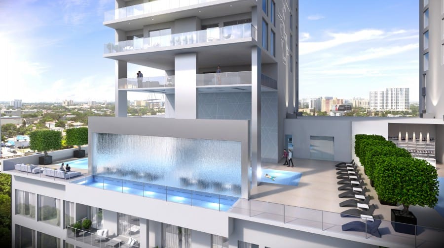 Terrace Pool Rendering of Smart Brickell Condos